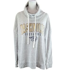 NHL Nashville Predators Sweatshirt Women's MED Gray Knit Cowl Neck Hockey Sporty